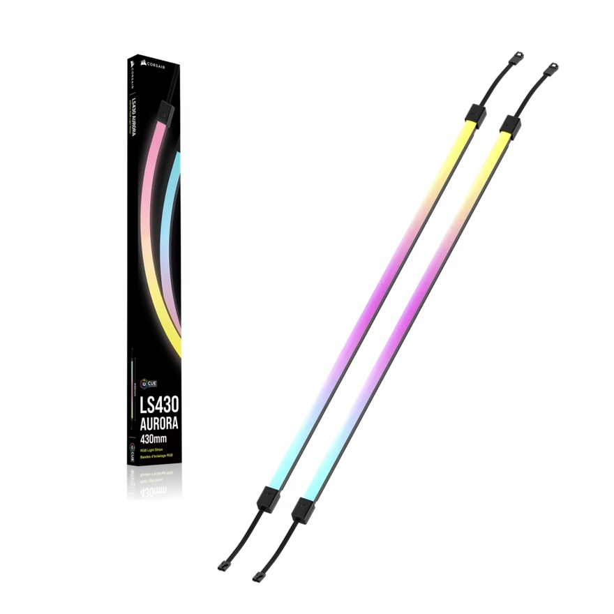 Corsair LS430 Aurora RGB Light Strips - 430mm, 2x RGB Strips, 49 LEDs/Strips, Magnetic Attachment, +5V ARGB/3-pin iCUE Controller Compatible