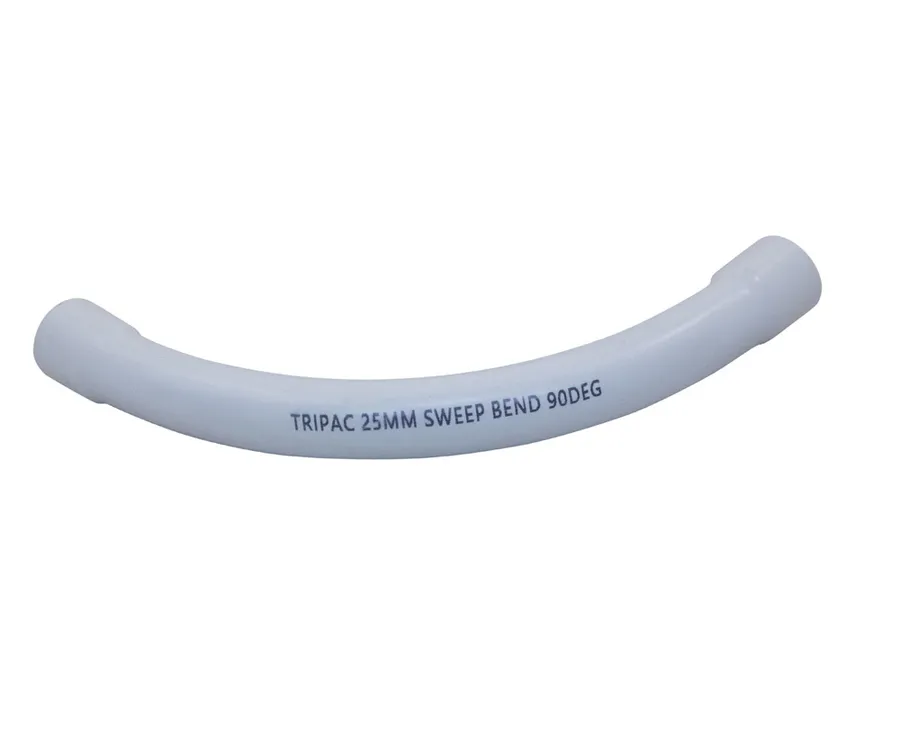 FITTING SWEEP BEND 90DEG COMM 25MM WHITE (pack of 10)