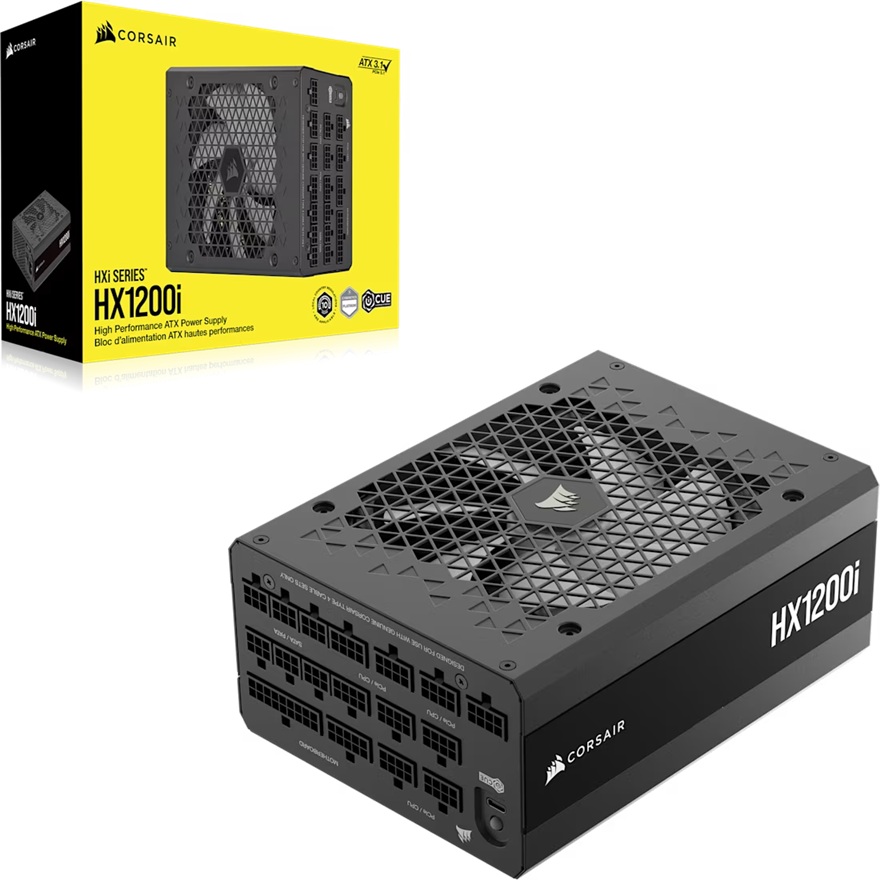 Corsair HX1200i Fully Modular Ultra-Low Noise Platinum ATX 1200 Watt PC Power Supply (AU), ATX12V 3.1, 6x PATA, 2x EPS, 8x SATA, 5x PCIe, Type4 Cable