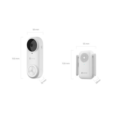 EZVIZ CS-DB2 (5MP), 2.0mm Lens, 176° Diagonal, PIR 100°, Two-Way Talk, WiFi 2.4GHz, 5200mAh, IP65
