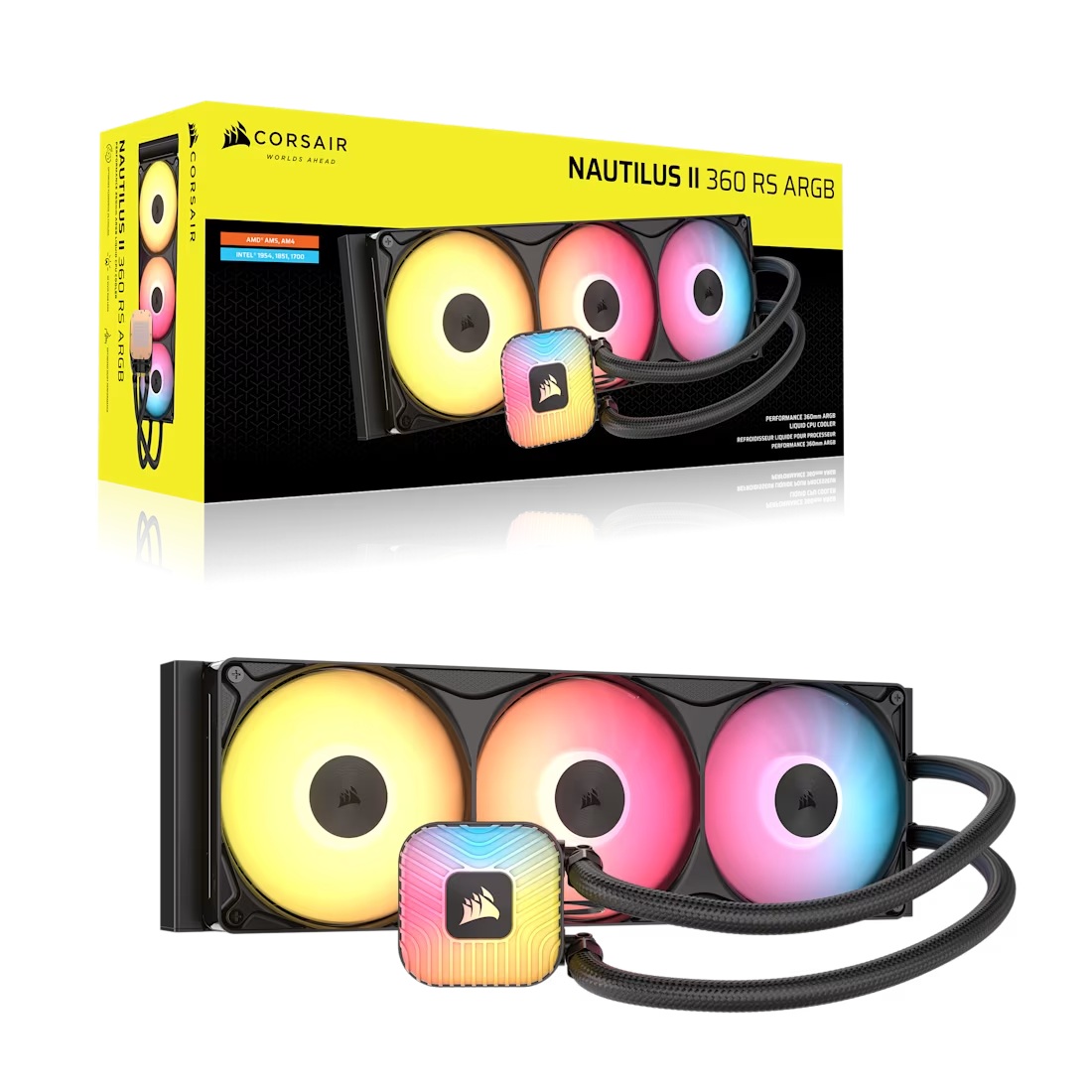 Corsair NAUTILUS II 360 RS ARGB Liquid CPU Cooler - Black, 360mm Rad, FlowDrive 2S Pump, Fits AMD® AM5/AM4 & Intel® LGA 1851/1700