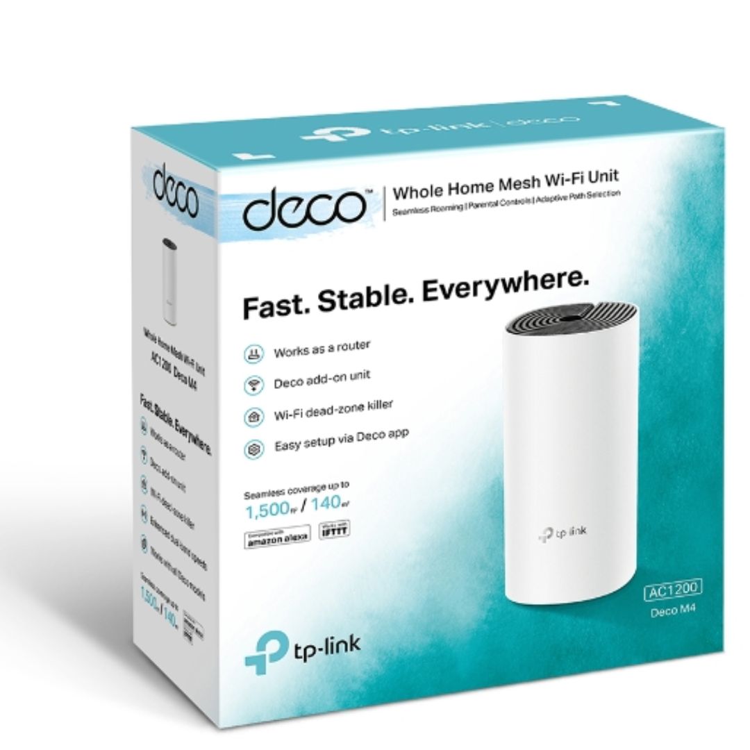 TP-Link Deco M4 (1-pack) AC1200 Whole Home Mesh Wi-Fi (1-Pack), Up to 1167 Mbps, Parental Controls, Seamless AI Roaming, Gaming & Streaming