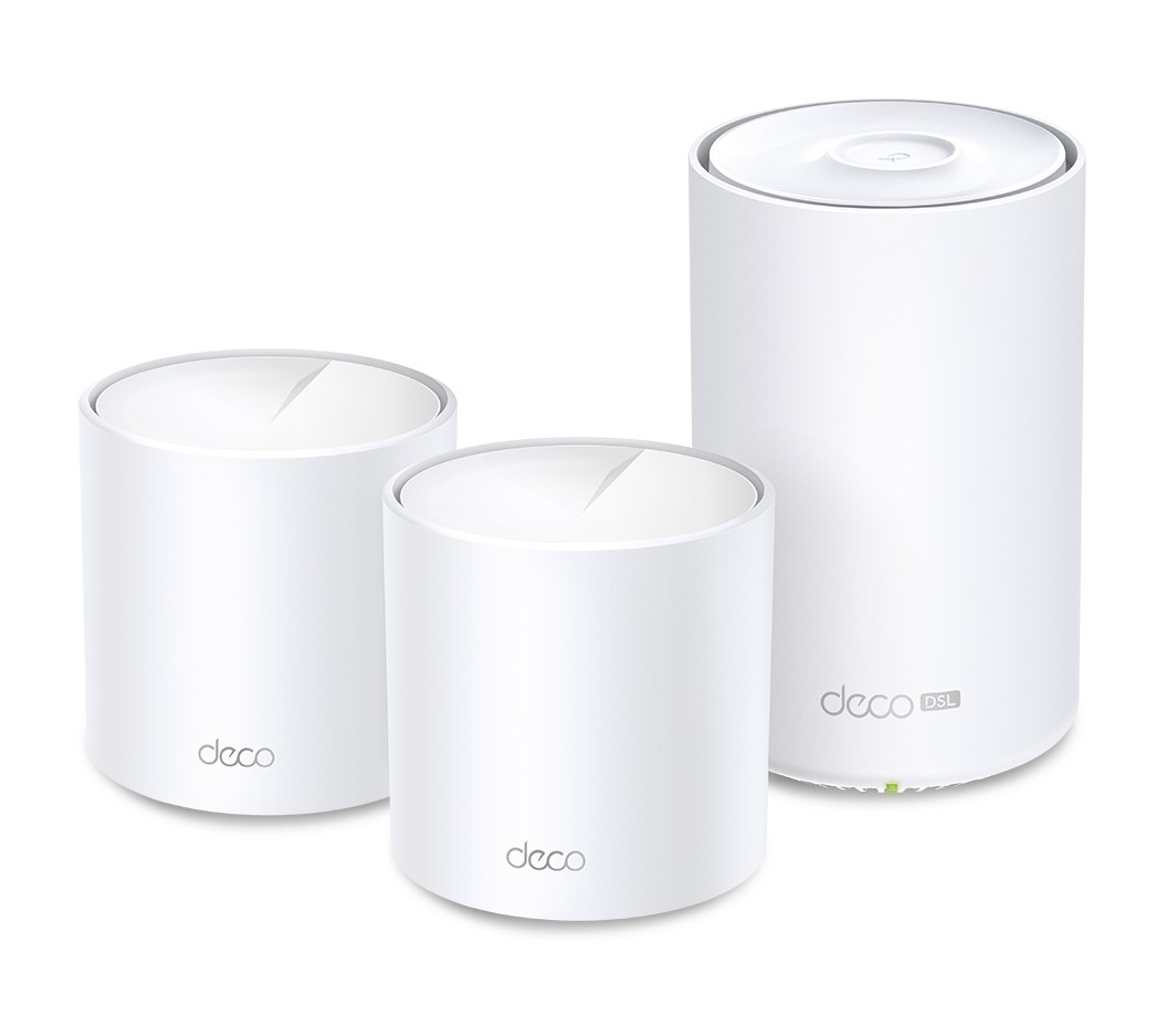 TP-Link Deco X50-DSL(3-pack) AX3000 VDSL Whole Home Mesh WiFi 6 Router, 574 Mbps at 2.4 GHz + 2402 Mbps at 5 GHz, VDSL Profile 35b 350/60 Mbps