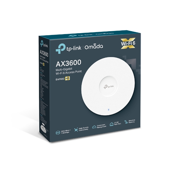 TP-Link EAP660 HD Omada AX3600 Wireless Dual Band Multi-Gigabit Ceiling Mount Access Point, 2402Mbps @ 5GHz POE+, SNMP, MU-MIMO, QoS, Mount
