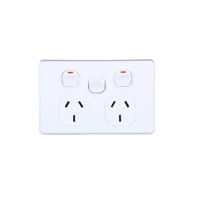 AVOL Power Point 2 Gang Double Pole | 1 Extra Switch | 250VAC 10A | White | Horizontal