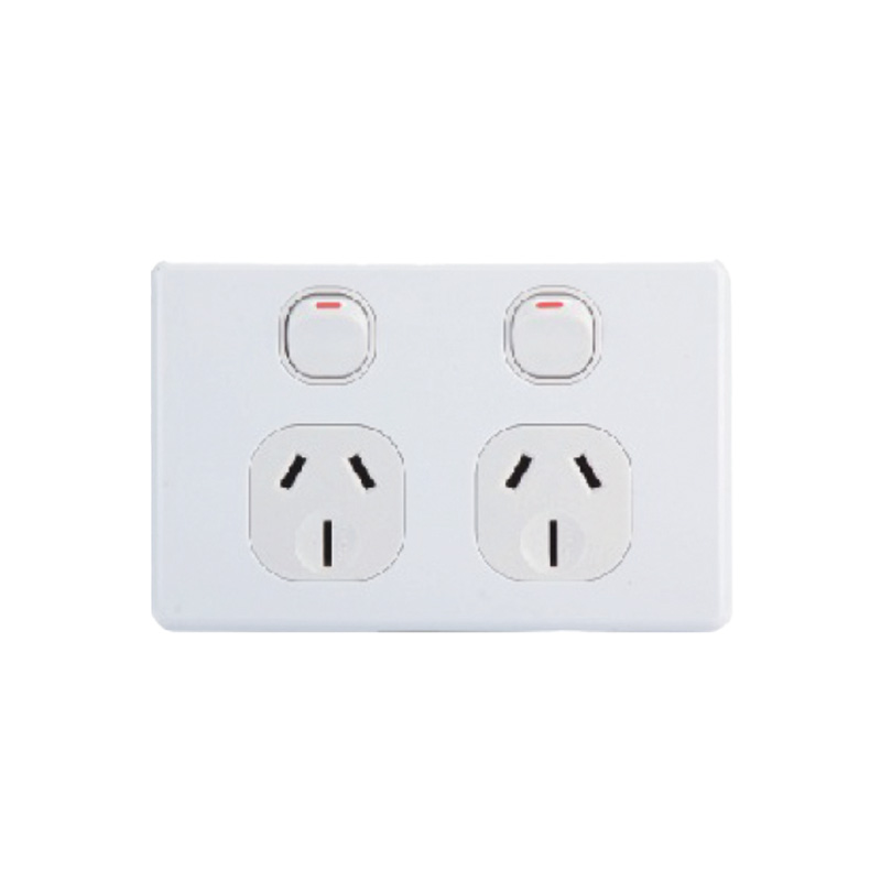AVOL Power Point 2 Gang Double Pole | 250VAC 15A | White | Horizontal