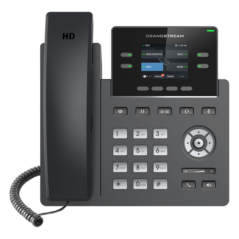 Grandstream GRP2612G Carrier Grade 4 Lines, 4 SIP Accounts, 5-way audio conference, 2.4 inch Color LCD (320x240), HD Audio