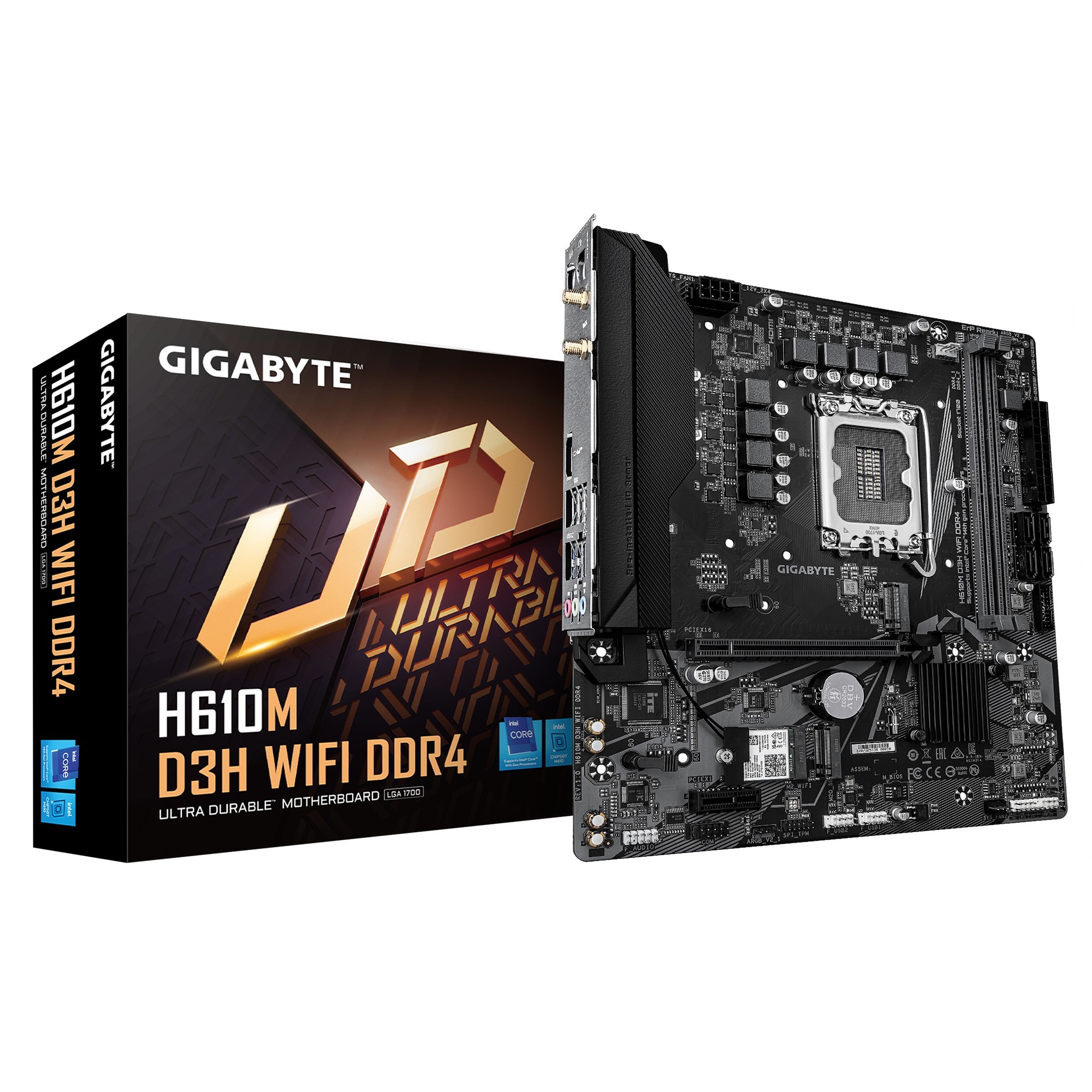 Gigabyte H610M D3H WIFI DDR4 Intel LGA 1700 , 2x DDR4 ~64GB, 1 x HDMI, 1x PCI x16, 1x PCI=E x1,1x M.2, 4x SATA, 4x USB3.2, 2x USB 2