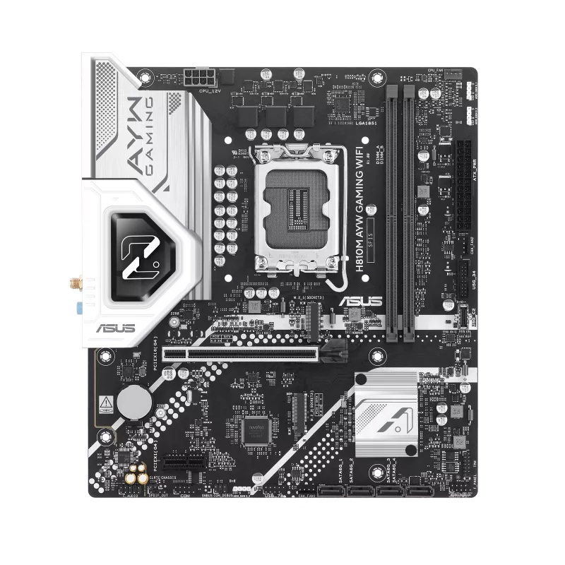 ASUS H810M AYW Gaming Wifi, LGA1851, Micro-ATX, DDR5 128GB, PCIe 4.0, 2× M.2, Wi-Fi 6, 1GbE