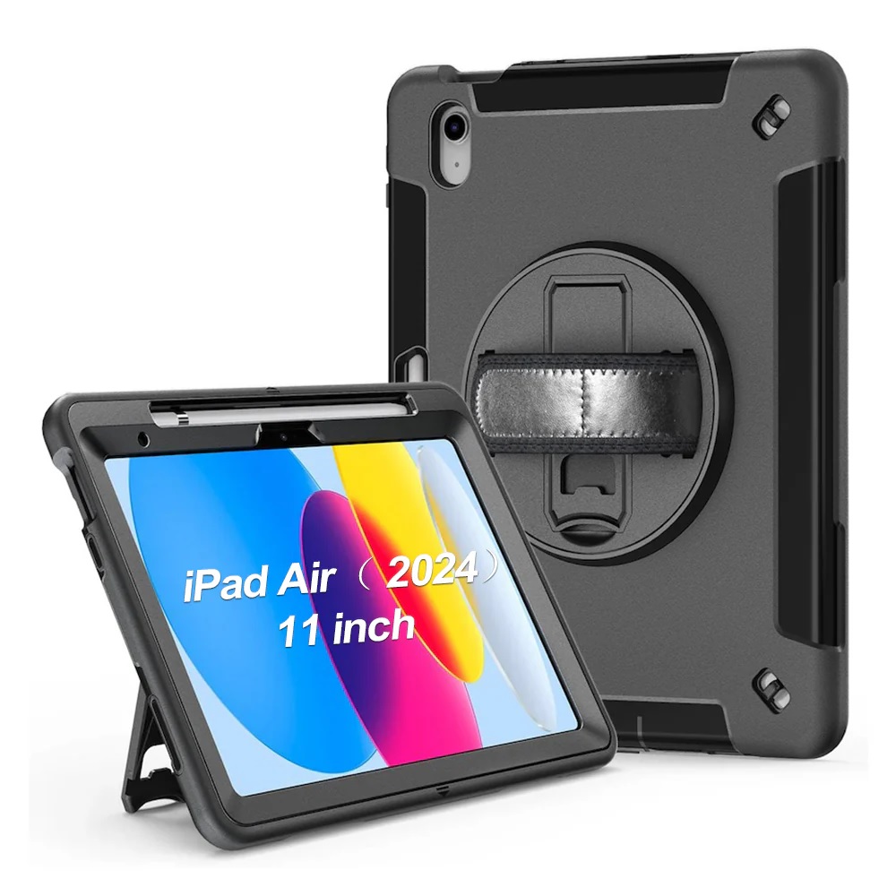 USP Rugged Apple iPad Air (11') (M4/M3/M2) (8th/7th/6th Gen)/ iPad Air (10.9') (5th/4th Gen)/ iPad Pro (11')(4th-1st Gen) Case Black -5 Years Warranty