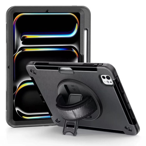 USP Rugged Apple iPad Pro (13') (M5/M4) (8th/7th Gen) Case Black - Built-in-Kickstand, Hand & Shoulder Strap, DropProof, 5 Years Warranty