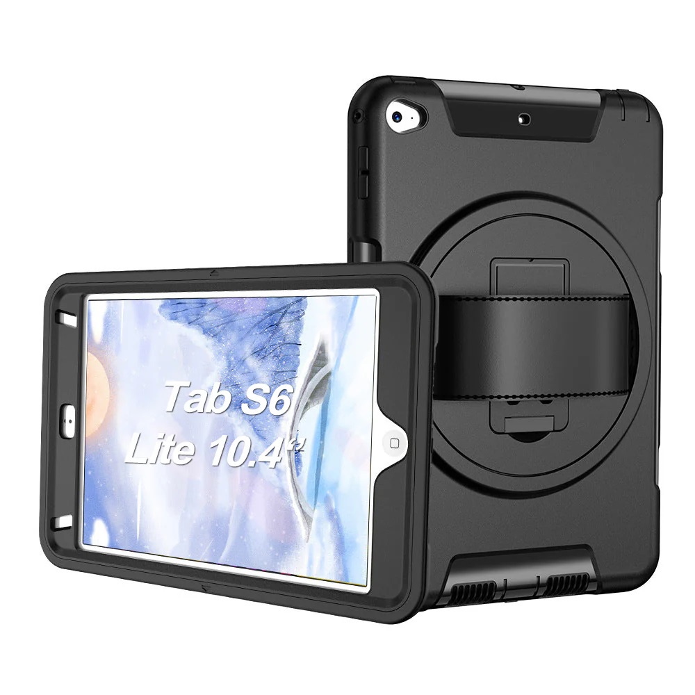 USP Rugged Samsung Galaxy Tab S6 Lite (10.4') Case Black - Built-in-Kickstand, Hand & Shoulder Straps, DropProof,5 Years Warranty