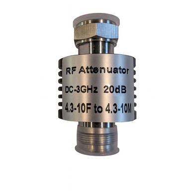 Powertec RF Attenuator, 20 dB, 4.3-10 Female to 4.3-10 Male