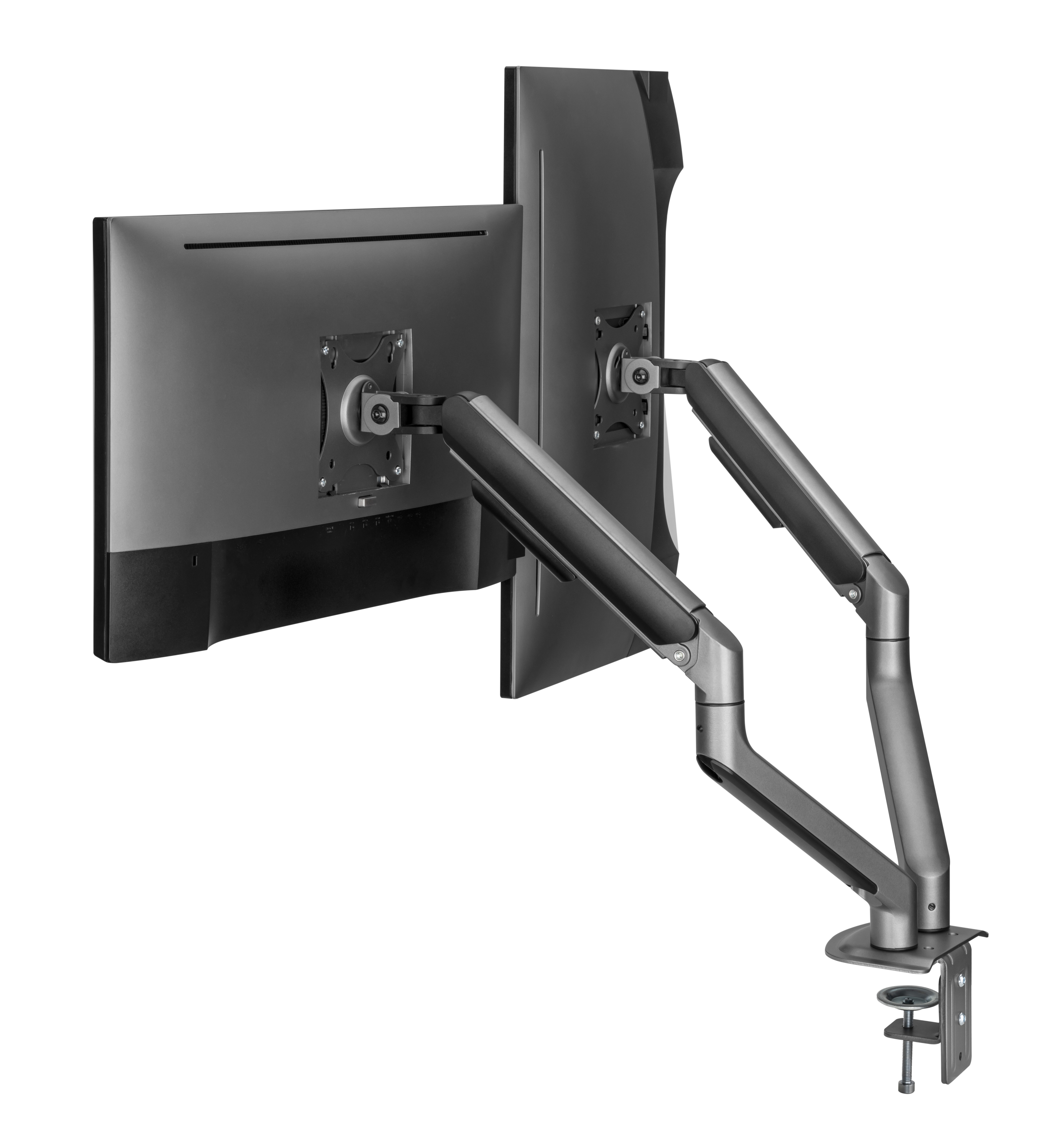 INFINITY Grey Dual Monitor Economical Spring-Assisted Monitor Arm support 17”-32”, up to 9kg - INF751-C024