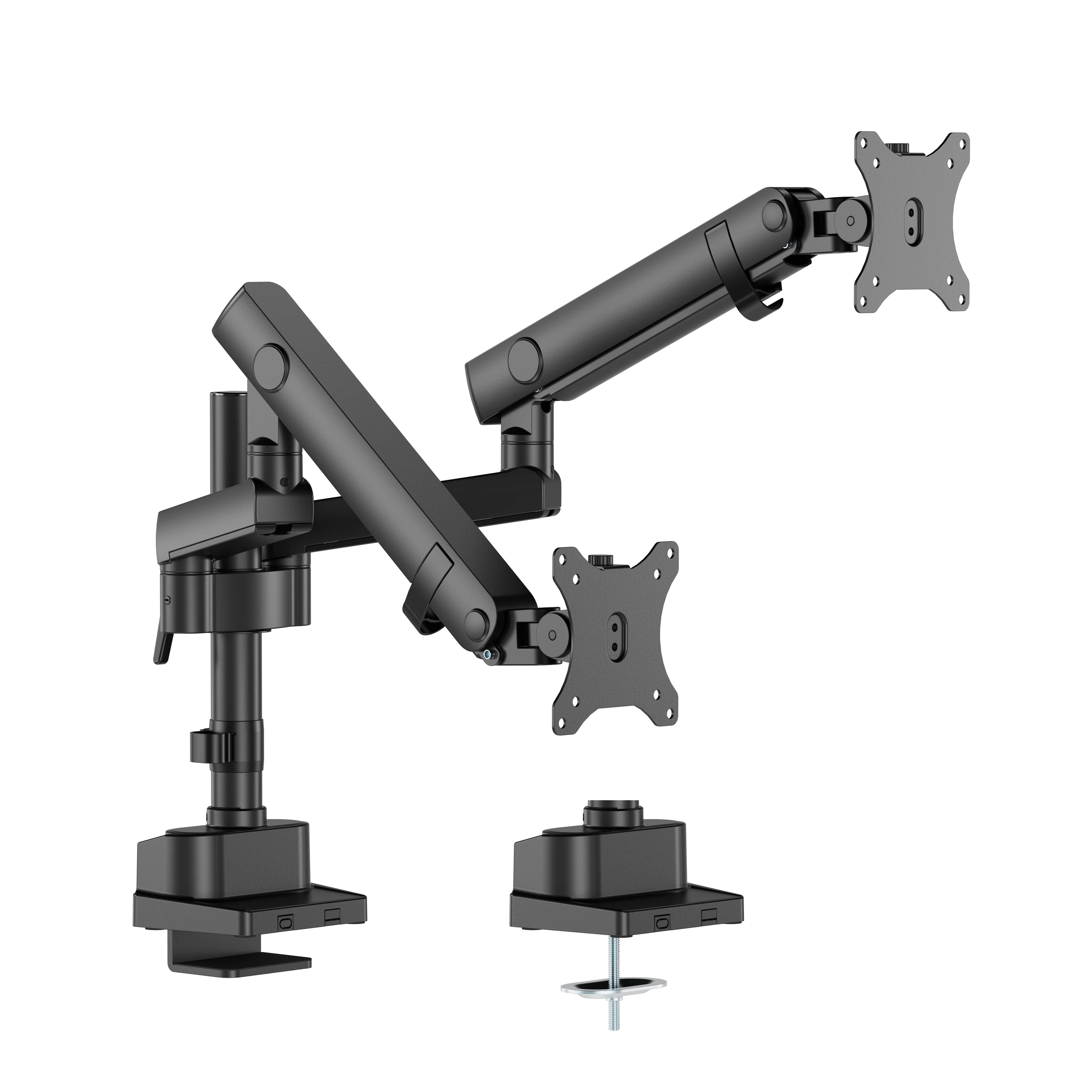 INFINITY Black Dual Screen Pole-Mounted Heavy-Duty Mechanical Spring Monitor Arm support 17”-40”, up to 12kg - INF752-C024P
