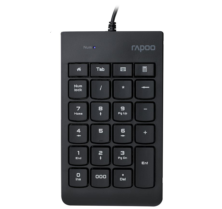 RAPOO K10 Wired Numeric Number Pad Keyboard - Spill Resistant Design, Laser Carved Keycap, Spill-Resistant Design, USB-A