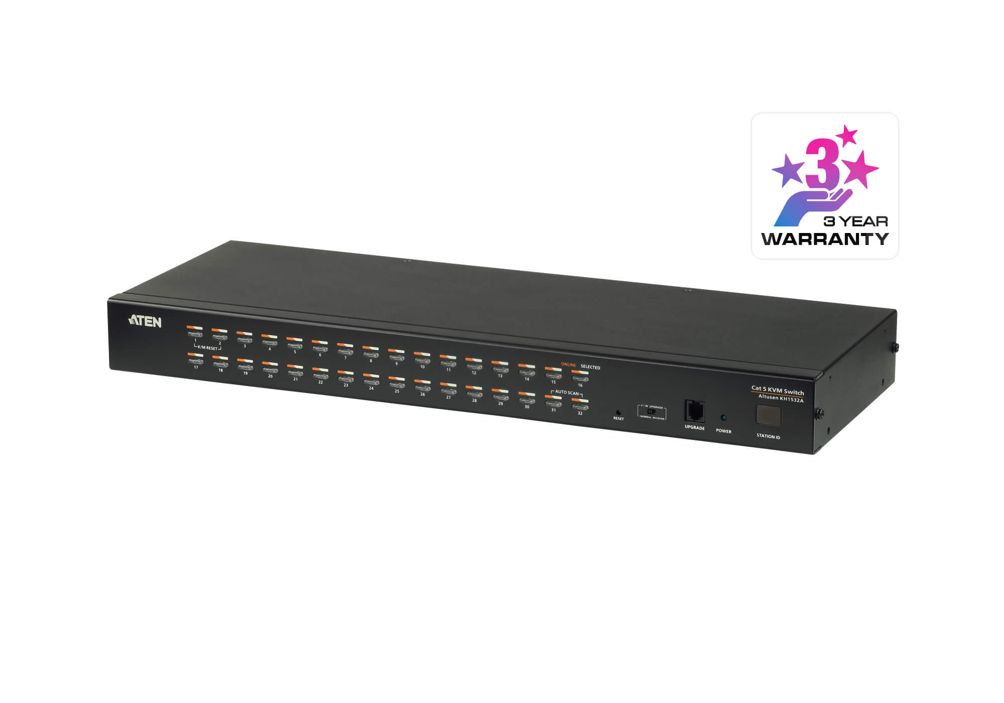 Aten Rackmount KVM Switch 1 Console 32 Port Multi-Interface Cat 5, KVM Cables NOT Included, Daisy Chainable for up to 1024 Devices