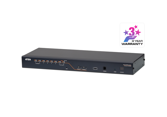 Aten Rackmount KVM Switch 2 Console 8 Port Multi-Interface Cat 5, KVM Cables NOT Included, Daisy Chainable for up to 128 Devices