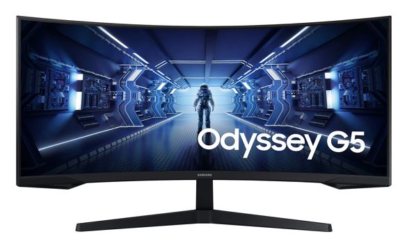 Samsung 34' Odyssey G55T WQHD Curved 3440x1440 21:9 1000R 165Hz 1ms 250 cd/㎡ FreeSync VA DP HDMI Headphone Tilt VESA Gaming Monitor Black 3YR