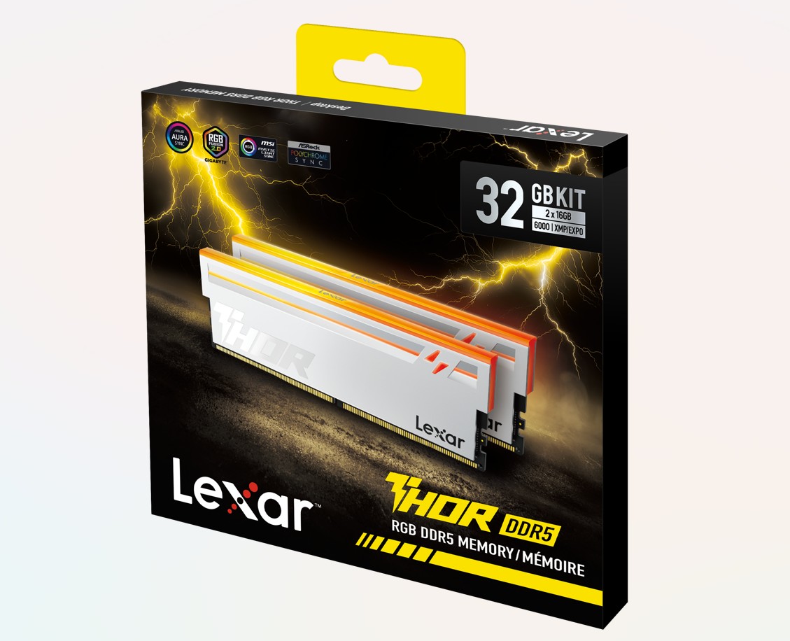 Lexar LD5U16G60C38SV-RGD DDR5 UDIMM 32GB Kit (2 x 16GB) 6000 MT/s 1.35V CL38 THOR RGB G2 SILVER GLOBAL DUAL INTEL XMP 3.0 & AMD EXPO