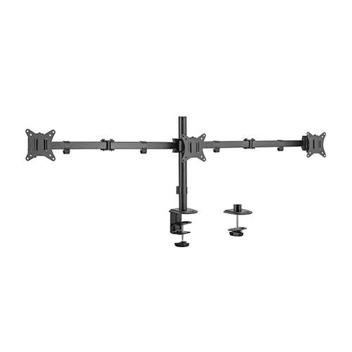 Brateck Triple-Monitor Steel Articulating Monitor Mount Fit Most 17'-27' Monitor Weight Capacity (per screen):7kg, VESA: 75x75,100x100(Black)