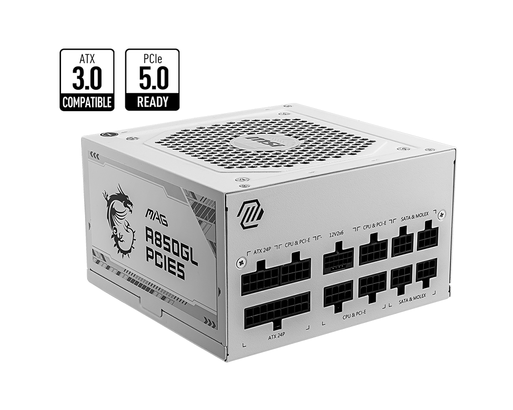 850W MSI MAG A850GL PCIE5 WHITE POWER SUPPLY
