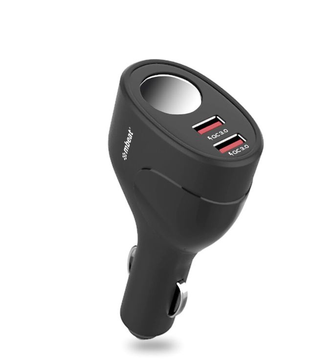 （LS） mbeat® Gorilla Power Dual Port QC3.0 Car Charger and Cigarette Lighter Extender features built-in over heat Package