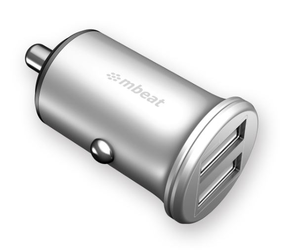 mbeat® Power Dot Pro Dual port 4.8A Rapid Car Charger - 24W/Metallic Design/Fast Charging Package Weight: 32g (LS> MB-CHGR-CC01)