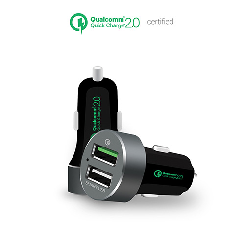 mbeat® QuickBoost USB 2.0 Dual Port Car Charger - Certified Qualcomm Quick Charge 2.0 technology /Fast Charging/Samsung Galaxy Note Apple iPhone