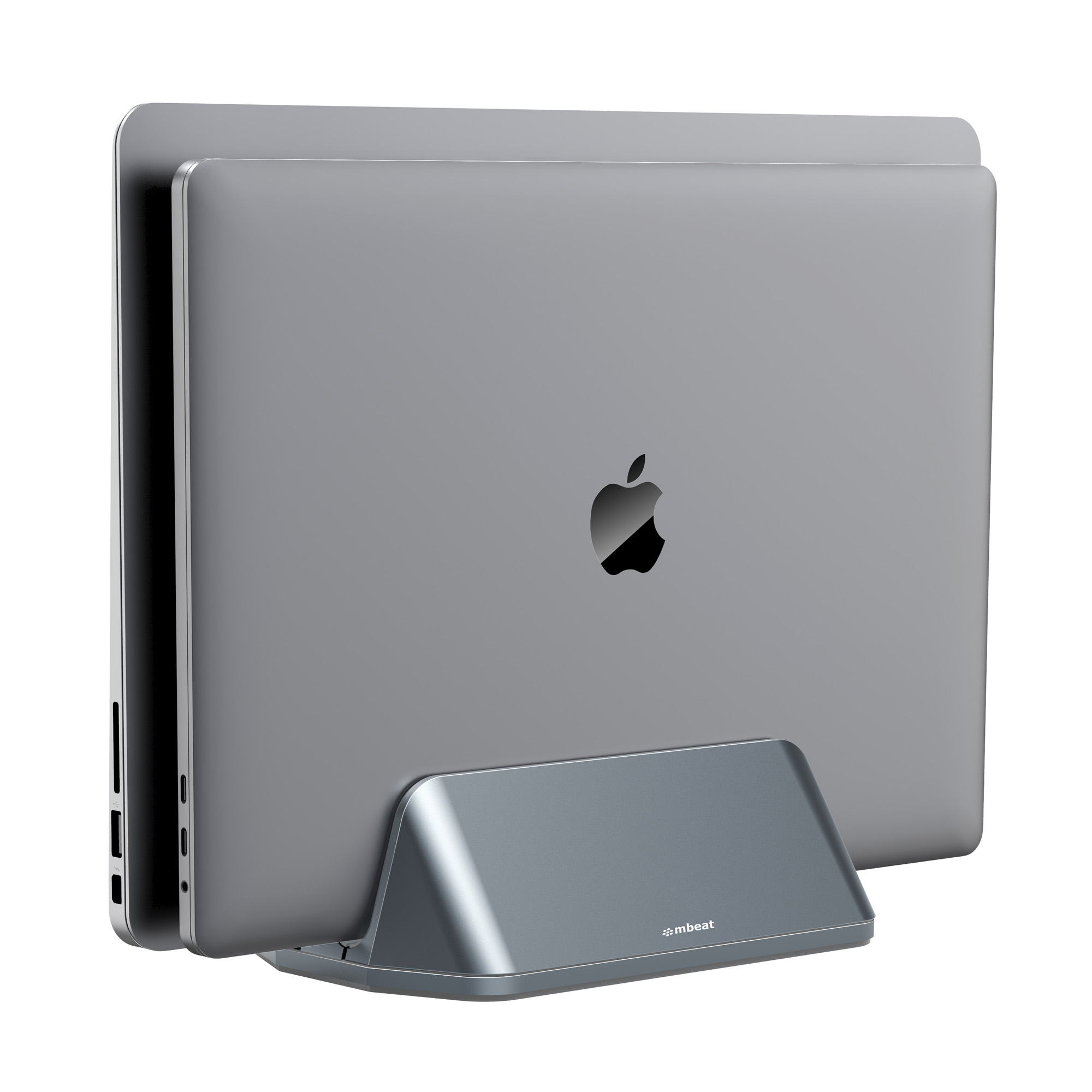 mbeat® Stage S5 Adjustable Dual Bay Tablet, Laptop and MacBook Vertical Stand Declutter and Organise Dual Adjustable Bays Material: Aluminium alloy