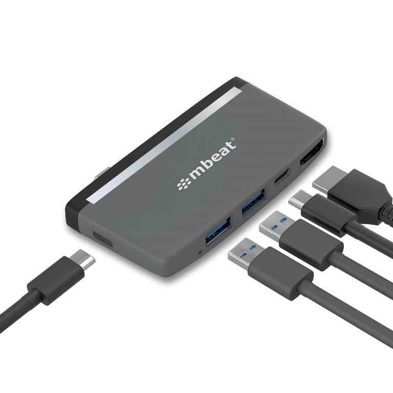 mbeat® Essential Pro  5-IN-1 USB- C Hub (4k HDMI Video, USB-C PD Pass Through Charging, USB 3.0 x 2, USB-C x 1) USB 3.0 Speed: Up to 5Gbps (EOL)