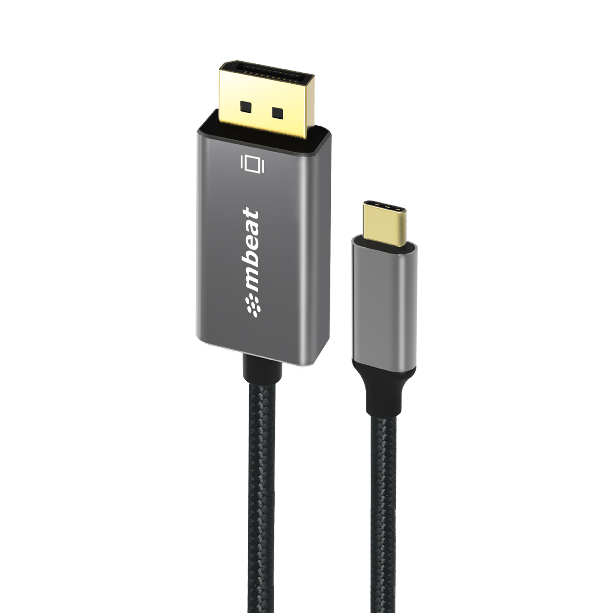 mbeat® Tough Link 1.8m 4K USB-C to Display Port Cable - Converts USB-C to DisplayPort,4K@60Hz (3840×2160), Gold Plated, Aluminium, Nylon Braided Cable