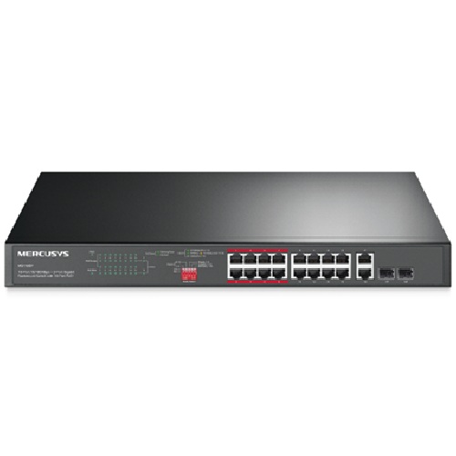 Mercusys MS118CP 16-Port 10/100Mbps + 2-Port Gigabit Rackmount Switch with 16-Port PoE+