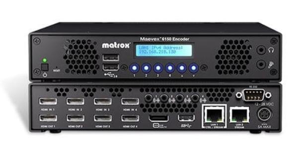 Matrox Maevex 6150 Quad 4K AV over IP Enterprise Encoder. Ex-Demo Stock. 3 YR WTY (box damaged)