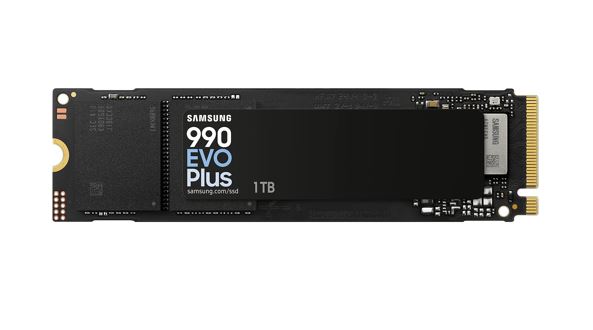Samsung 990 EVO Plus 1TB PCIe Gen5 NVMe SSD 7150MB/s 6300MB/s R/W 850K/1350K IOPS 600TBW 1.5M hrs V-NAND TLC AES 256-bit Encryption 5yr wty