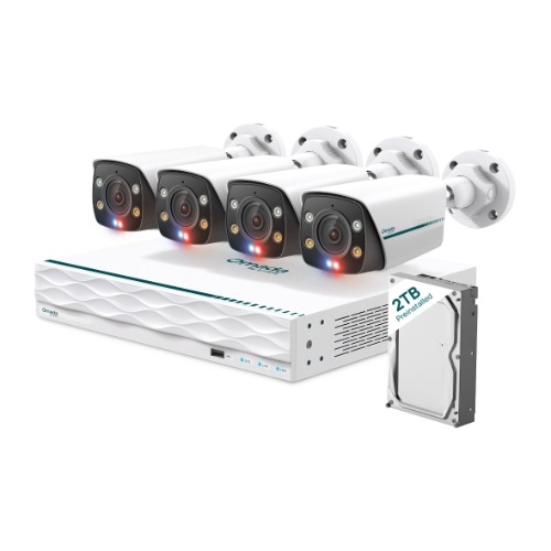 TP-Link Omada B8S4-2T 8MP Bullet PoE Security Camera System with 2TB HDD, 4 Cameras with 16-Channel NVR (Omada Camera)