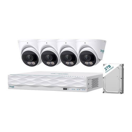 TP-Link Omada T5S4-2T 5MP Turret PoE Security Camera System with 2TB HDD, 4 Cameras with 16-Channel NVR (Omada Camera)