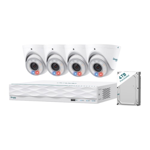 TP-Link Omada T8S4-4T 8MP Turret PoE Security Camera System with 4TB HDD, 4 Cameras with 16-Channel NVR (Omada Camera)