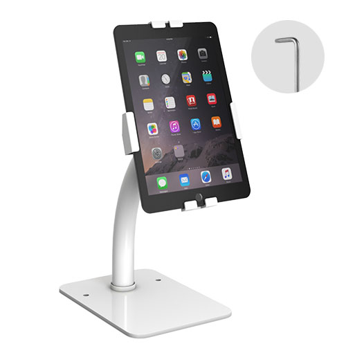 Brateck PAD33-03 Universal Anti-Theft Tablet Countertop Fit most 7.9' to 11' Tablets - White 160x230x415mm, Anti-Theft Locking Screw (LS)