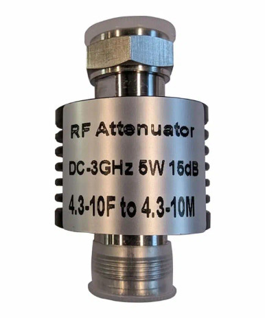 Powertec RF Attenuator, 15 dB, 4.3-10 Female to Male