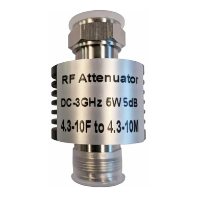 Powertec RF Attenuator, 5 dB, 4.3-10 Female to 4.3-10 Male