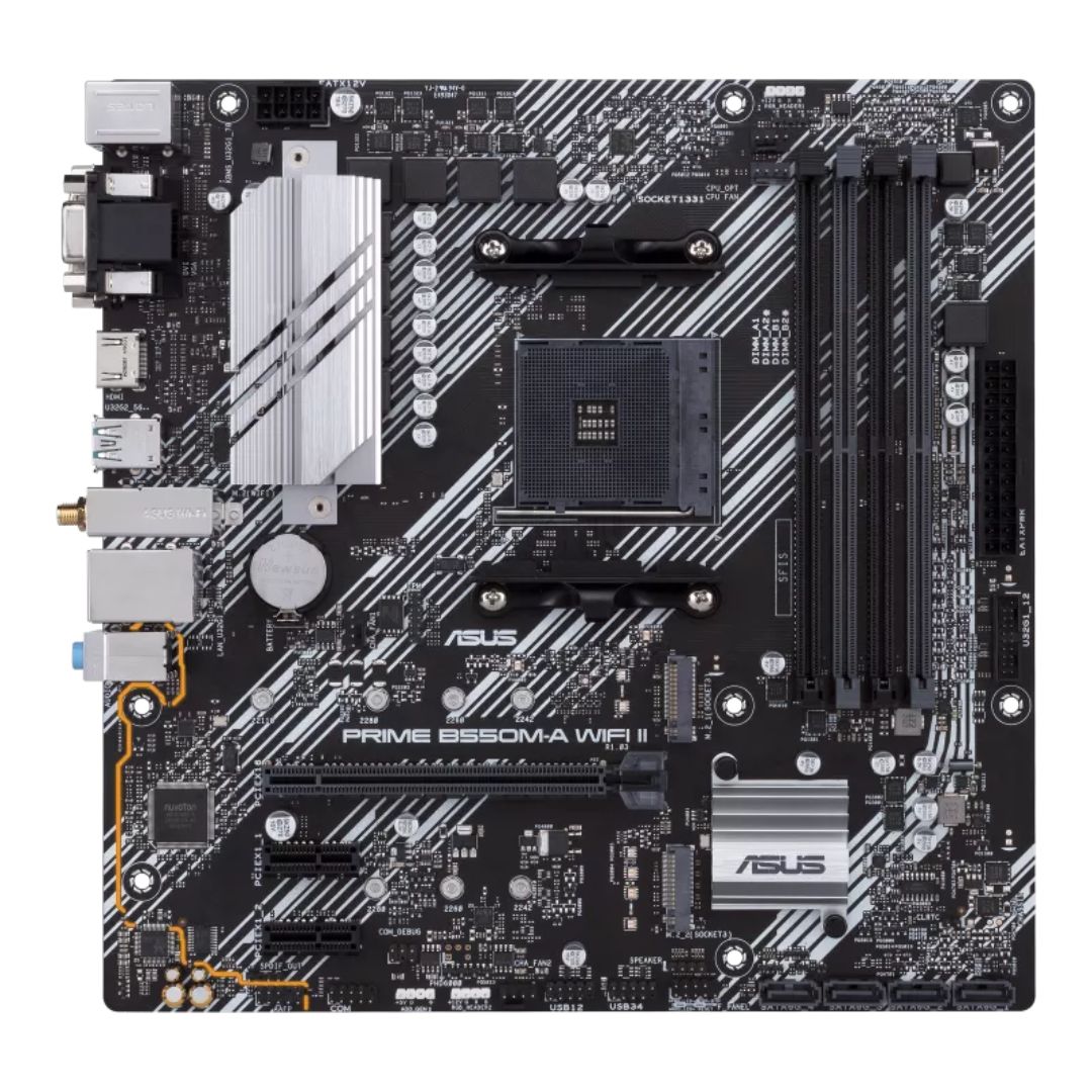 ASUS AMD PRIME B550M-A WIFI II (Ryzen AM4) Micro-ATX Motherboard, DDR4 128GB, PCIe 4.0, 2x M.2, Wi-Fi 6, 1Gb LAN, USB 3.2 Gen 2