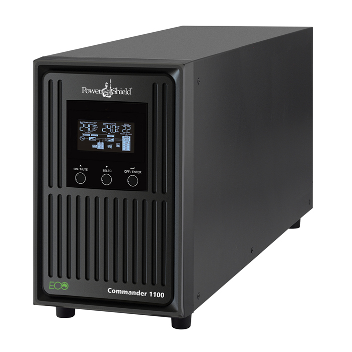 PowerShield Commander 1100VA/990W - 10Amp, Line Interactive Pure Sine Wave Tower UPS with AVR, 2 AUS sockets, 10A, C13 x 3, 2-year warranty