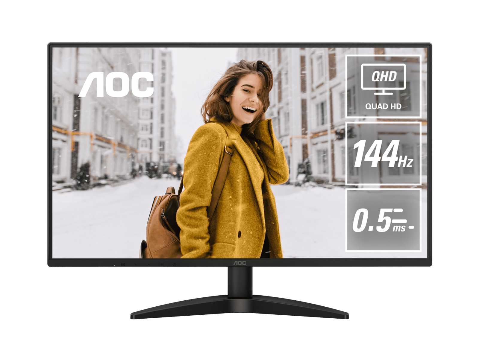 AOC Q27B36X,27' IPS,QHD 2560x1440@144Hz,0.5ms/4ms,300cd/m²,1500:1,HDMI 2.0+DP 1.4,178°,VESA100