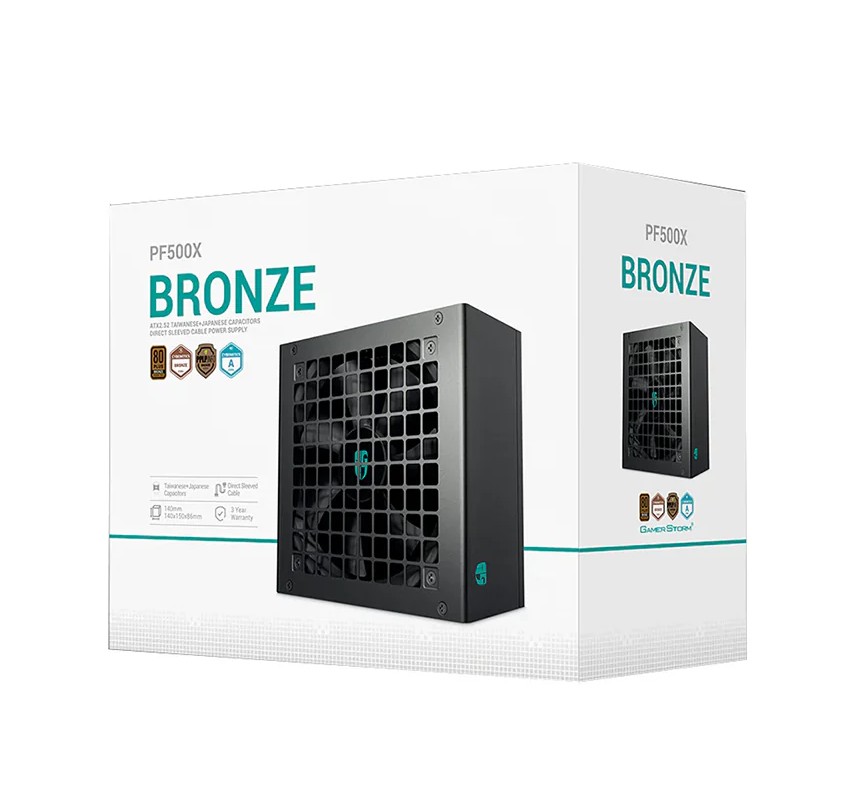 DeepCool PF500X 500W Gamer Storm 80+ Bronze/ Cybenetics ATX Power Supply 120mm Fan, Japanese & Taiwanese Capacitors, DC to DC, ATX12V V2.52