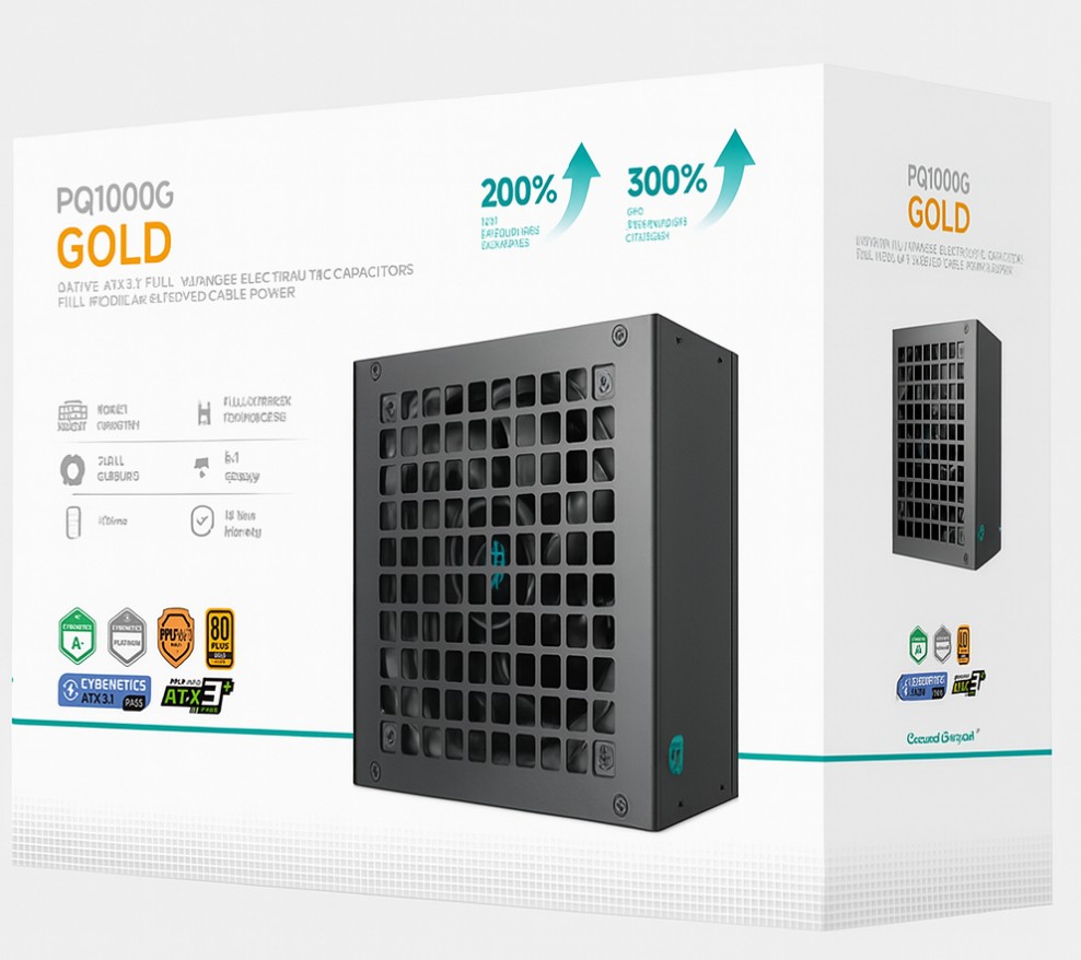 DeepCool PQ1000G 1000W Gamer Storm 80+ Gold/Cybenetics Fully Modular ATX Power Supply 120mm Fan, Japanese Capacitors, DC to DC, ATX12V V3.1