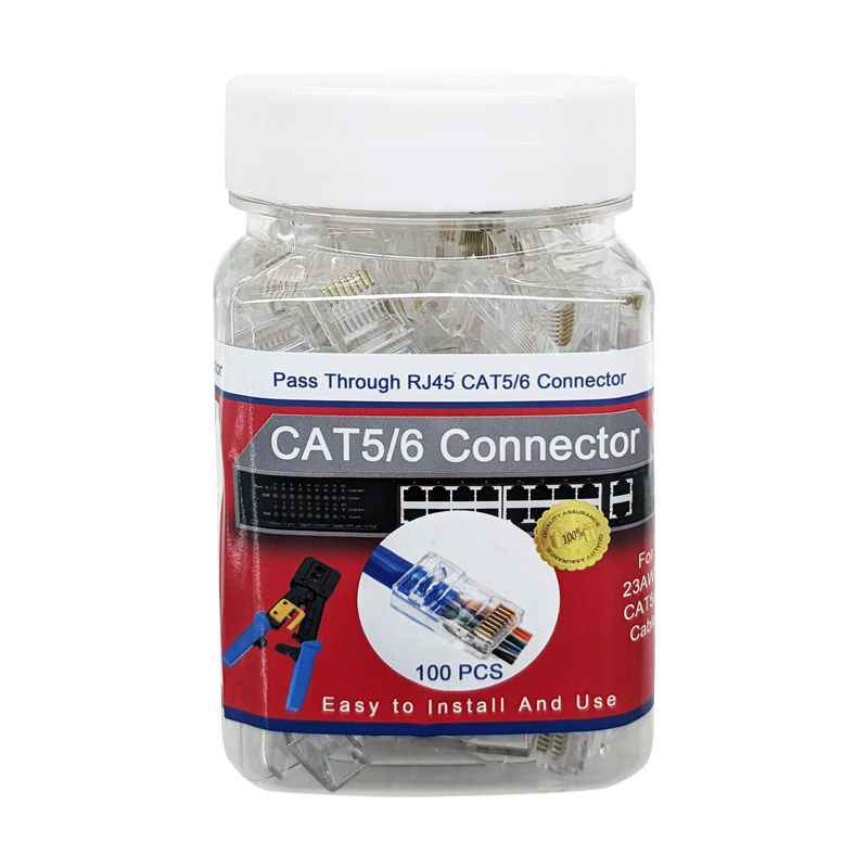 Pass-through RJ45 Connector for CAT5e cable