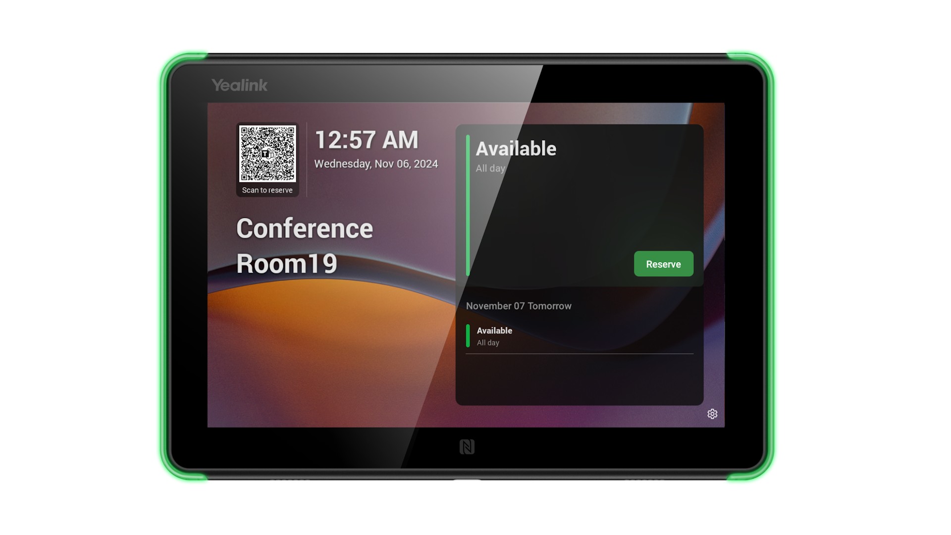 Yealink Roompanel Android based Scheduling Panel 8-inch, flush mount kit for wall or glass, 20° Tilt, PSU included, Yealink Platform, Microsoft Teams