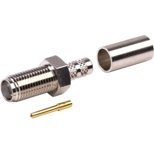 SMA Female Connector for RG-58 / L-195 Coaxial Cable, Bulkhead Rear Mount