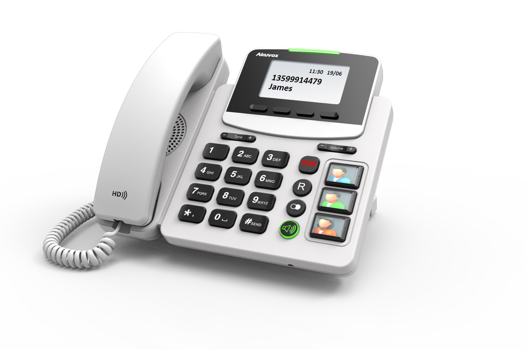 Akuvox R15P-EP Big Button IP Phone, EP10 Pendant Included, 1 SIP Line, HAC, Supports PoE, Power Supply not included